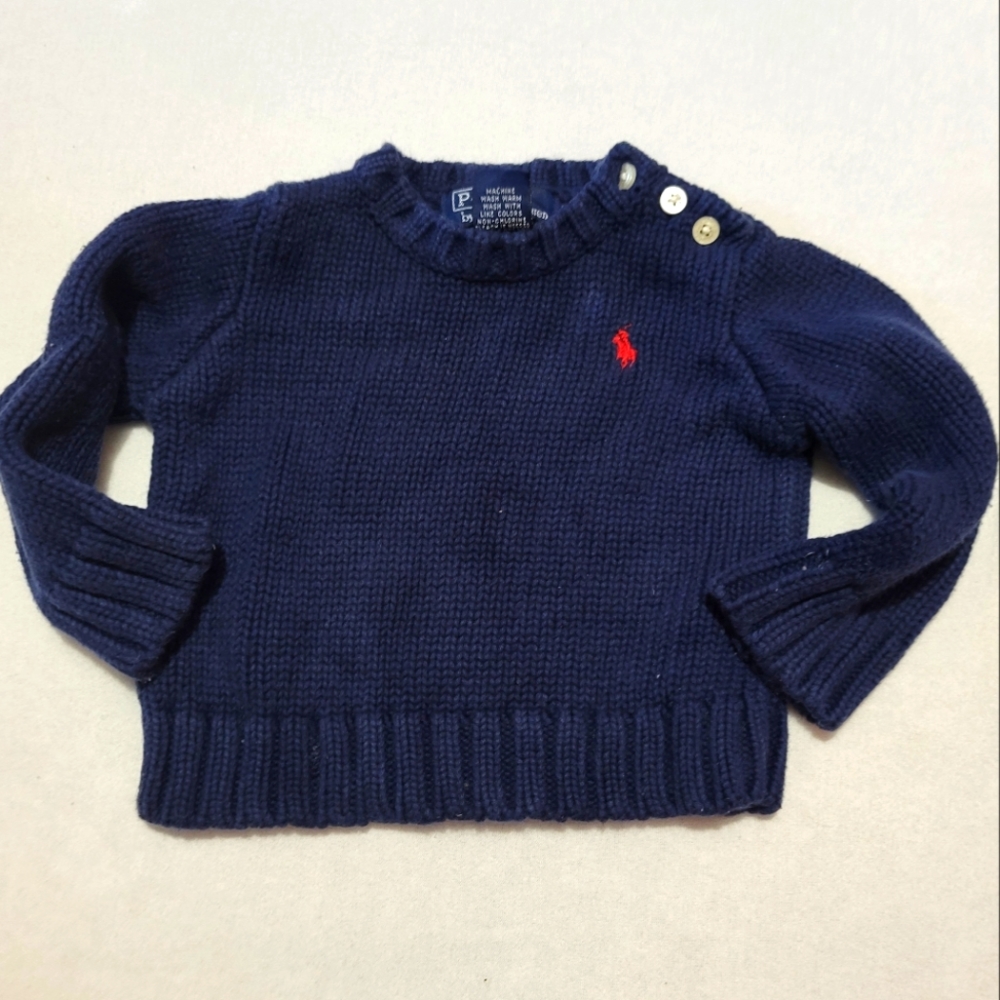 polo ralph Lauren blue knit sweater size 9 months toddler